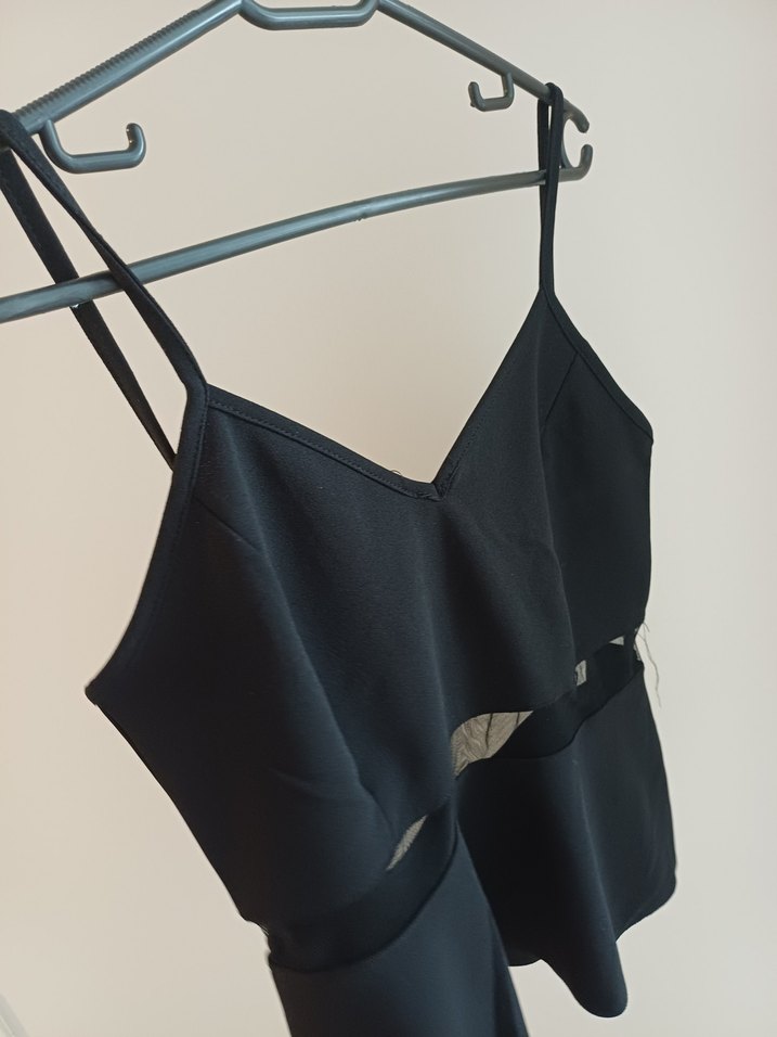 Siyah V Yakalı Strappy Mini Büstiyer - Görsel 2