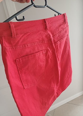 Düğmeli Kırmızı Mini Etek - Görsel 4