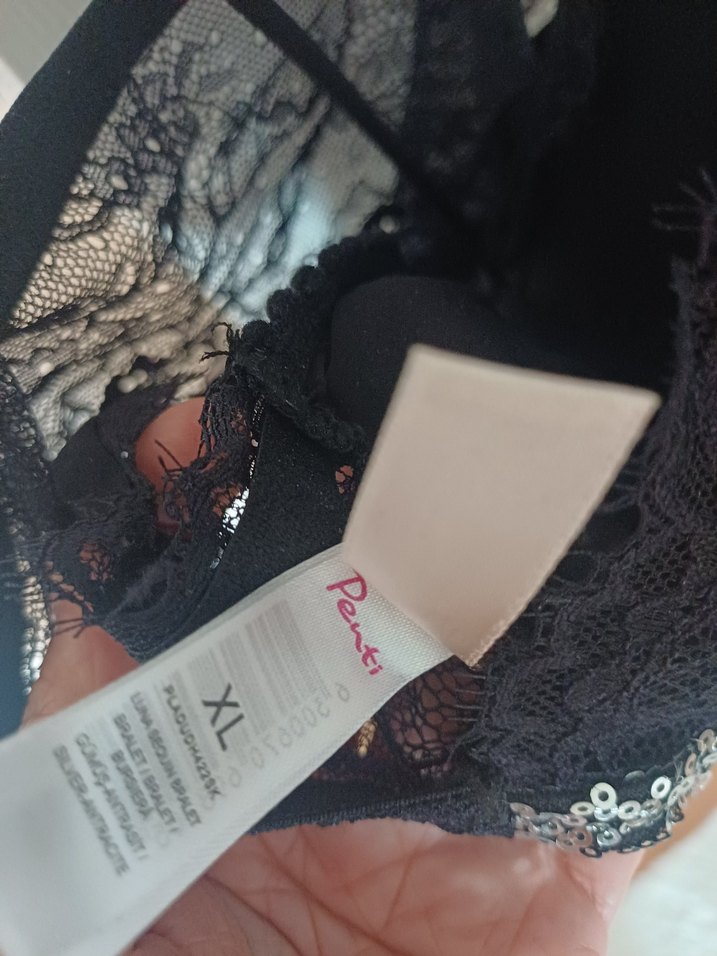 Gri Payetli Dantel Detaylı Strappy Büstiyer - Görsel 3