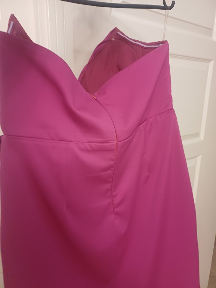 Piliseli Straplez Midi Pembe Elbise - Görsel 5