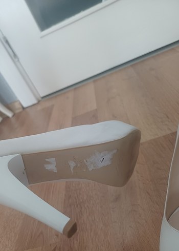 Beyaz Yüksek Topuklu Kadın Abiye Ayakkabı - Görsel 4