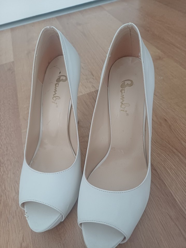 Beyaz Yüksek Topuklu Kadın Abiye Ayakkabı - Görsel 2