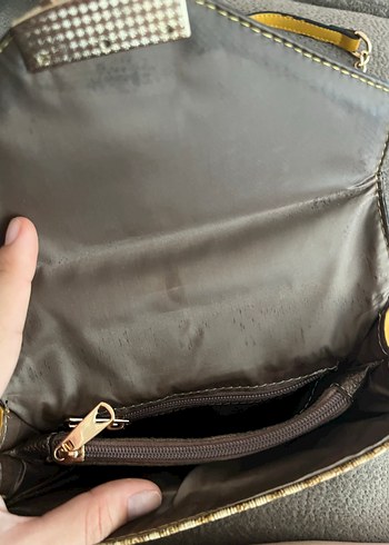 Beden sarı Renk Sarı Zincir Detaylı Deri Kadın Çanta