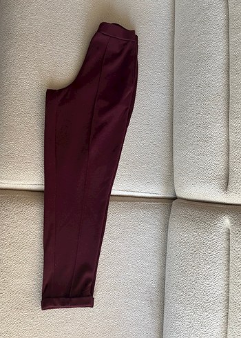Bordo Pilili Kadın Kumaş Pantolon