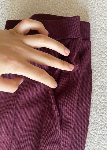 xs Beden Bordo Pilili Kadın Kumaş Pantolon