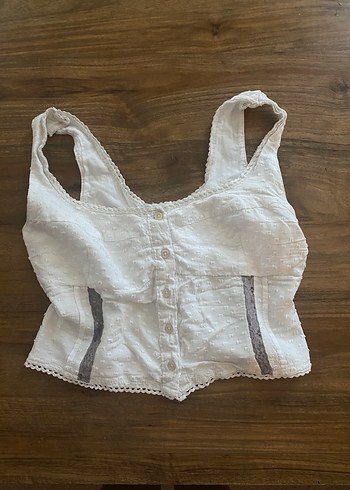 coquette Düğmeli Beyaz Keten Straplez Büstiyer
