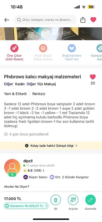  Beden Renk Phıbrows boya