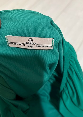 Yeşil Drapeli Straplez Mini elbise - Görsel 3