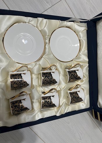 Altın Detaylı Siyah Desenli 6'lı Kahve Fincanı Seti - Görsel 2