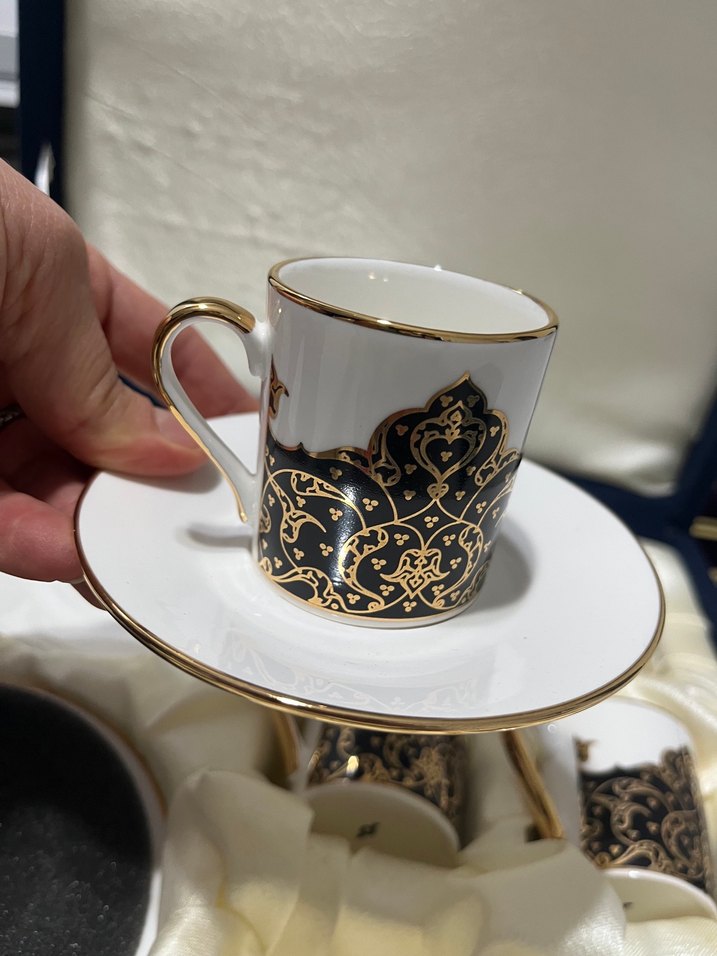 Altın Detaylı Siyah Desenli 6'lı Kahve Fincanı Seti - Görsel 3