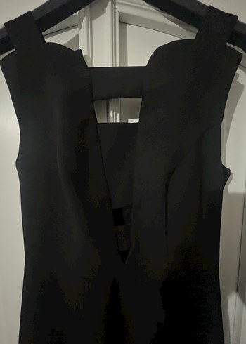 Siyah V Yakalı Uzun Elbise - Görsel 4