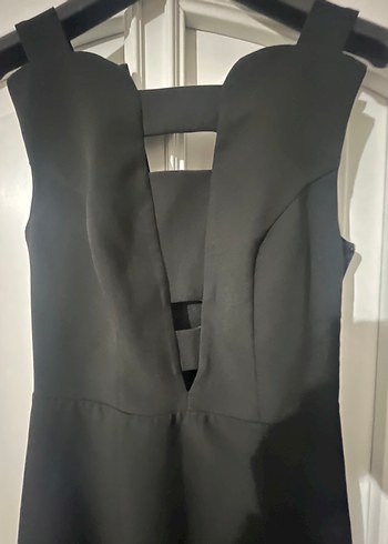 Siyah V Yakalı Uzun Elbise - Görsel 3