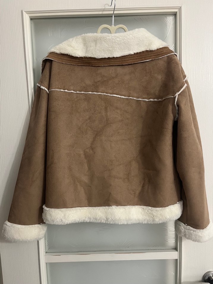 Kürklü Kahverengi Süet Kadın Ceket - Görsel 3
