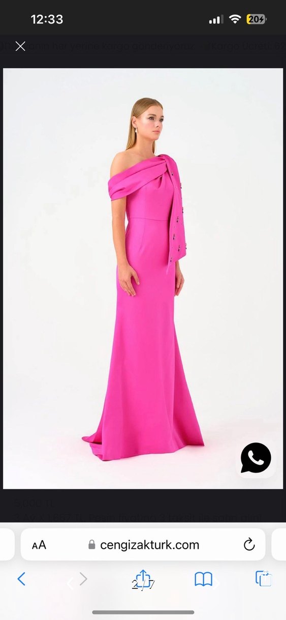 Cengiz Aktürk  Fuşya Abiye Elbise - Görsel 2