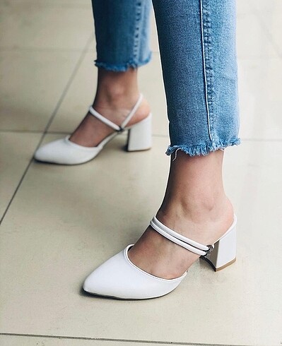 38 Beden beyaz Renk Çift kullanımlı topuklu ayakkabı