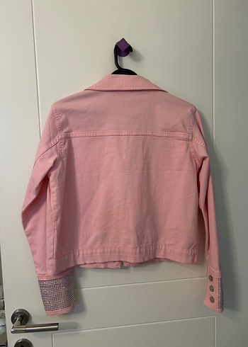 Pembe taş detaylı Denim Ceket - Görsel 3