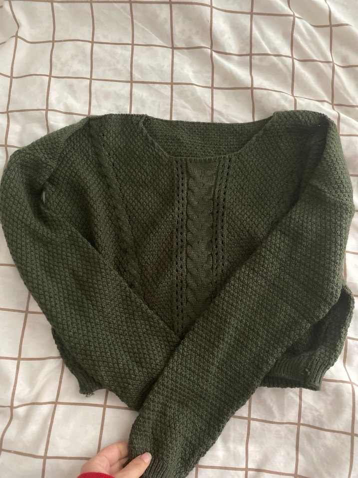 Yeşil Triko Kadın Kazak - Görsel 2