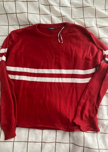 Kadın Kırmızı Uzun Kollu Triko Kazak - Görsel 2