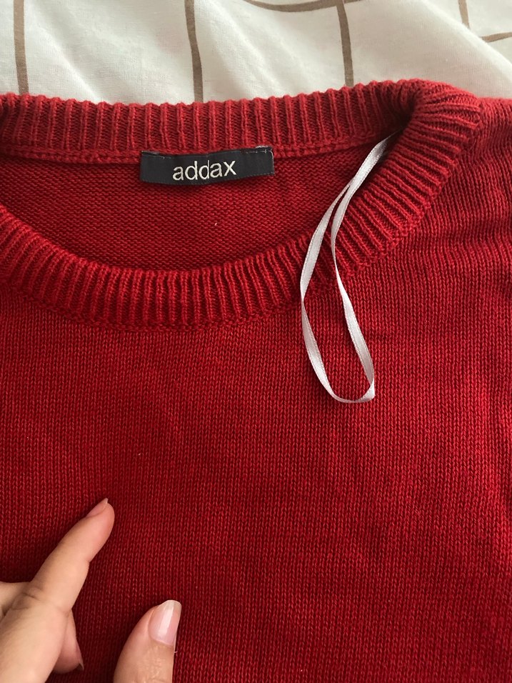 Kadın Kırmızı Uzun Kollu Triko Kazak - Görsel 4