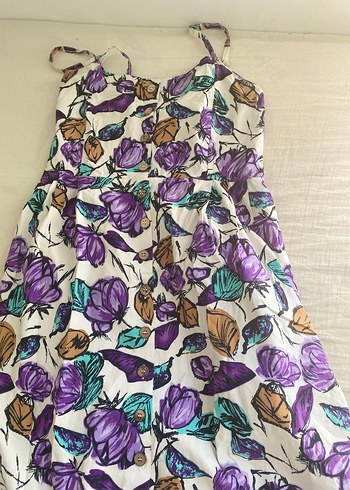 Mor desenli elbise - Görsel 4