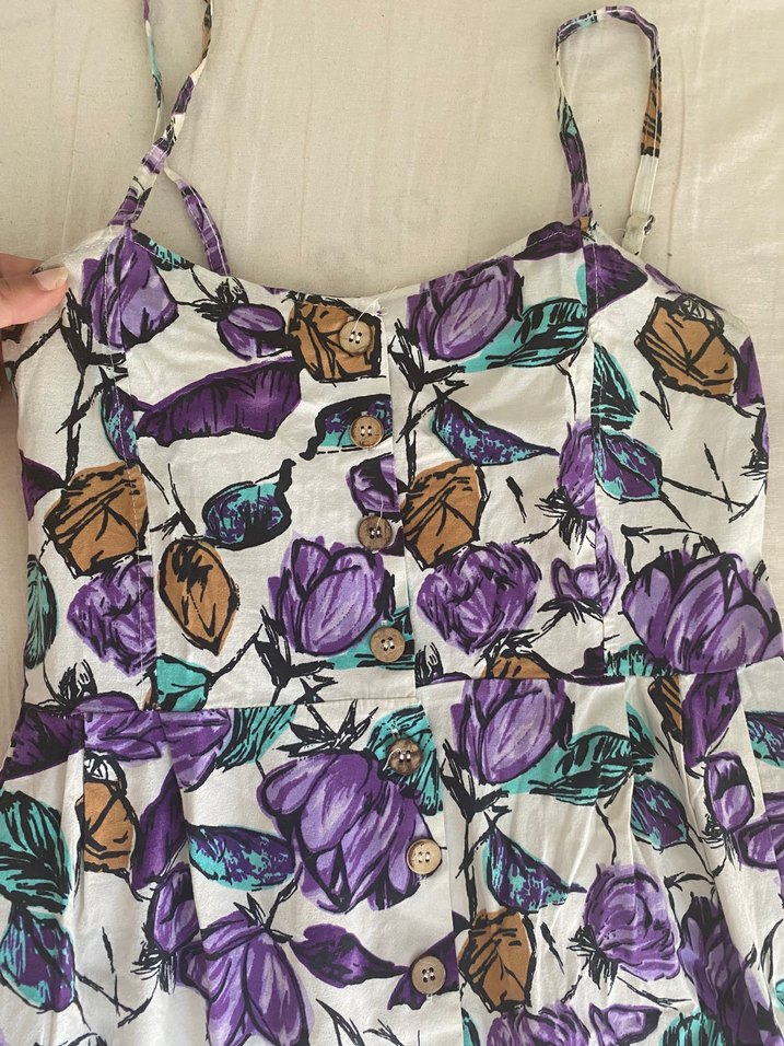 Mor desenli elbise - Görsel 2