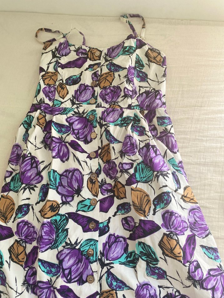 Mor desenli elbise - Görsel 4