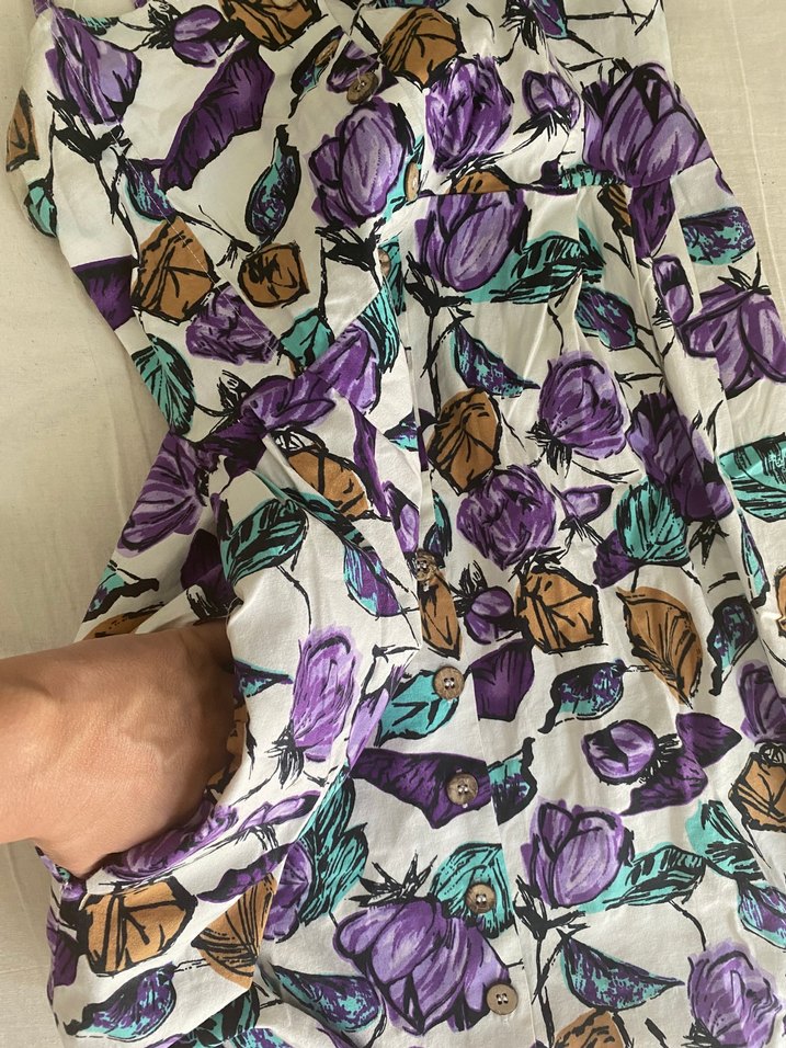 Mor desenli elbise - Görsel 3