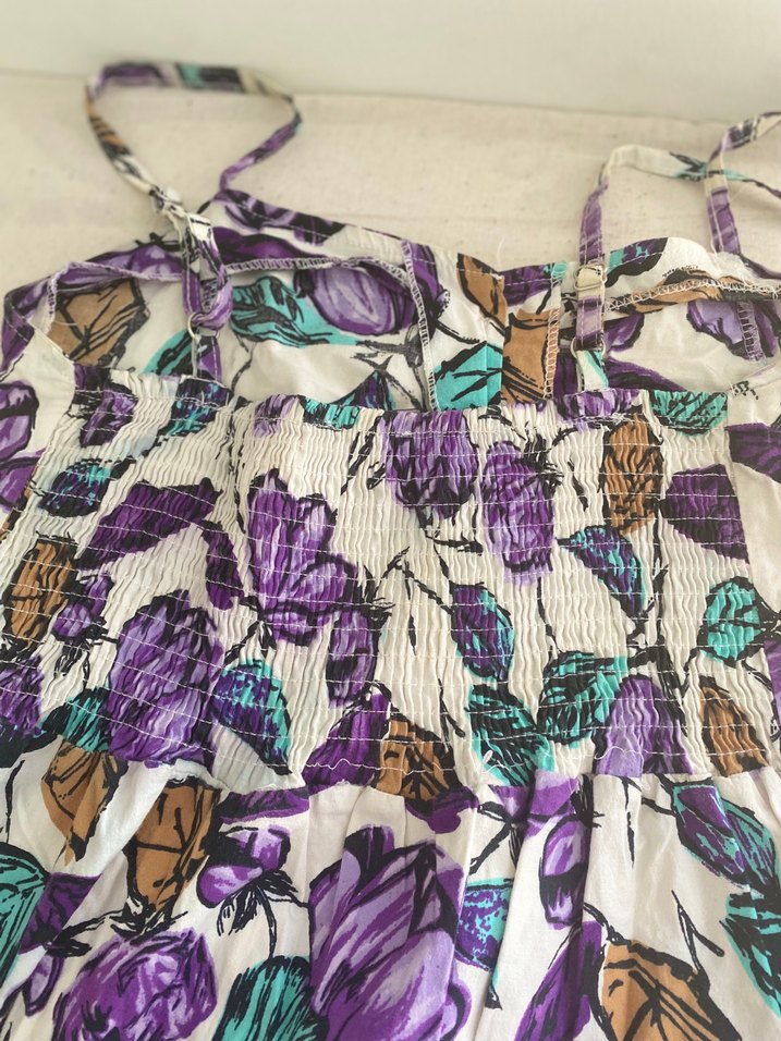 Mor desenli elbise - Görsel 5