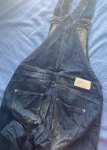 Kadın Lacivert Kot Salopet - Görsel 4