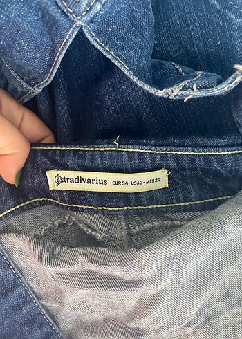 Kadın Lacivert Kot Salopet - Görsel 5