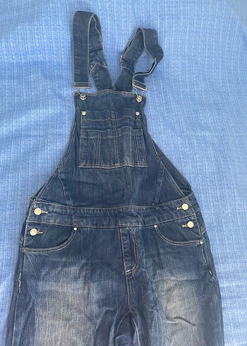 Kadın Lacivert Kot Salopet - Görsel 2