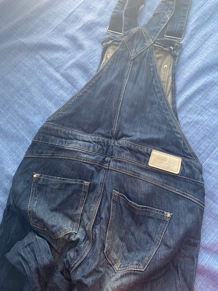 Kadın Lacivert Kot Salopet - Görsel 4