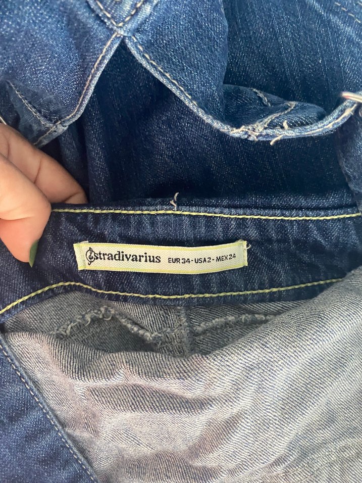 Kadın Lacivert Kot Salopet - Görsel 5