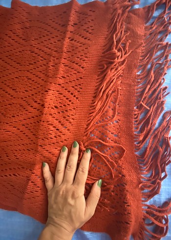 Kiremit Örgü Bohem Kadın Şal - Görsel 4