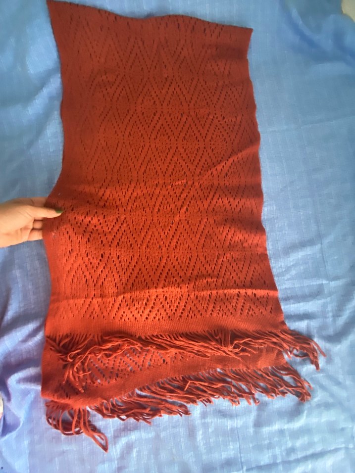 Kiremit Örgü Bohem Kadın Şal - Görsel 2