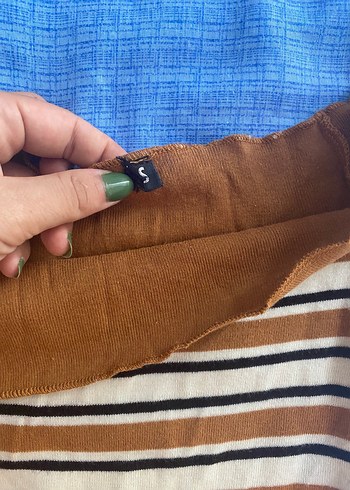 Kahverengi Kayık Yaka Uzun Kollu Triko Bluz - Görsel 6