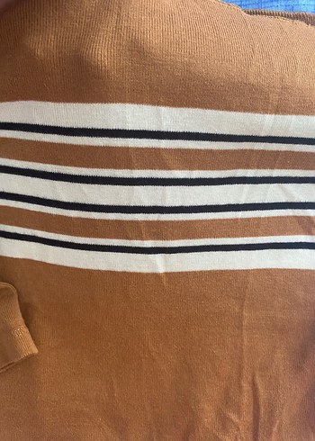 Kahverengi Kayık Yaka Uzun Kollu Triko Bluz - Görsel 7