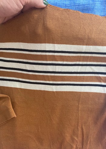 Kahverengi Kayık Yaka Uzun Kollu Triko Bluz - Görsel 4