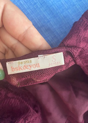 Bordo  Dantel Elbise - Görsel 5