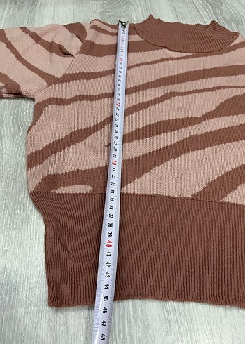 s Beden pembe Renk Kadın Zebra Desenli Kazak