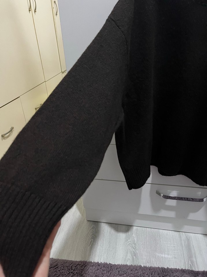 Siyah Kadın Triko Salaş Kazak - Görsel 2