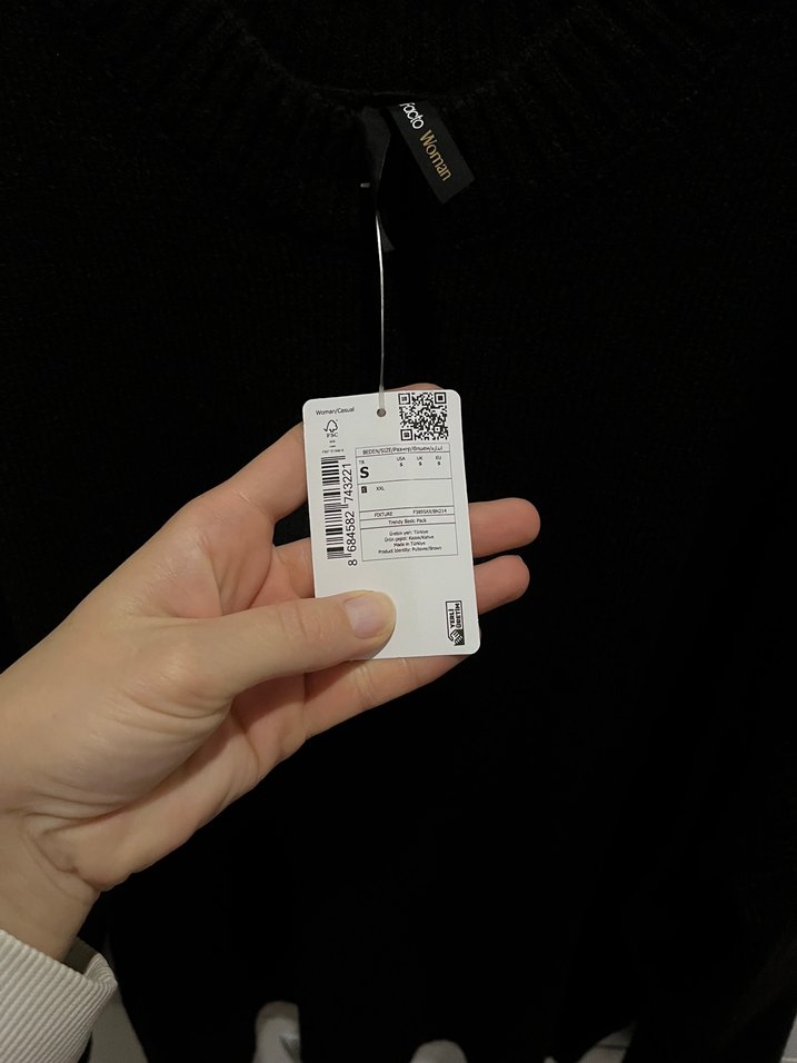 Siyah Kadın Triko Salaş Kazak - Görsel 3