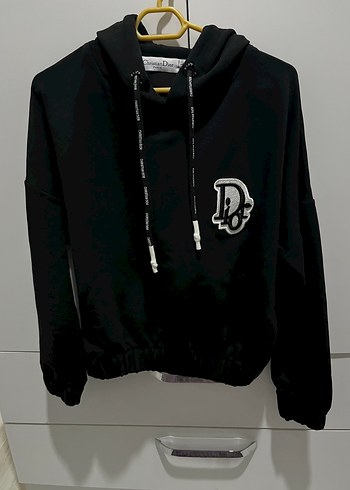 Siyah Kapüşonlu Kadın Sweatshirt - Görsel 6