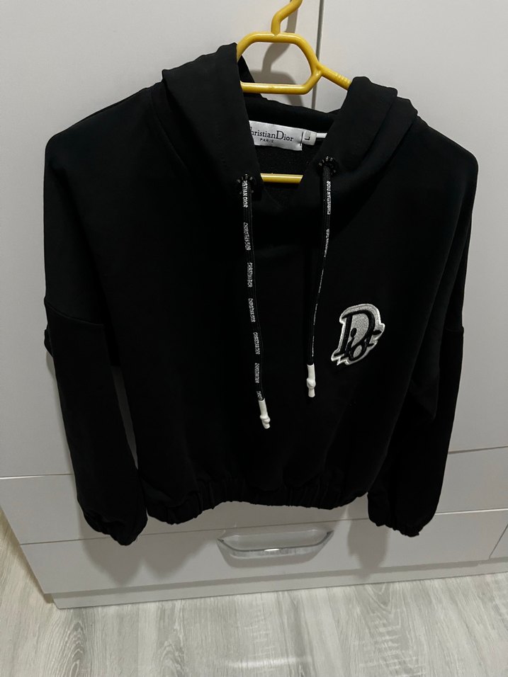 Siyah Kapüşonlu Kadın Sweatshirt - Görsel 2