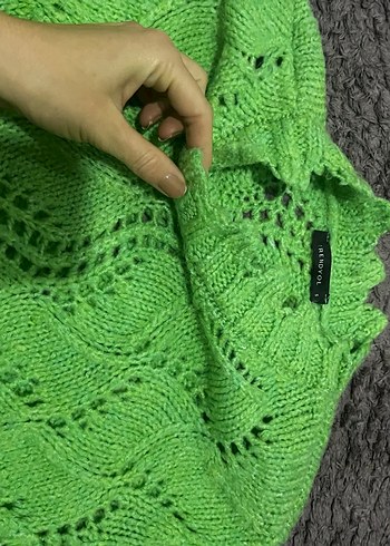 Yeşil Örgü Bohem Kadın Kazak - Görsel 2