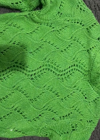 Yeşil Örgü Bohem Kadın Kazak - Görsel 5