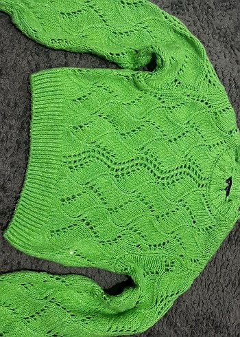 Yeşil Örgü Bohem Kadın Kazak - Görsel 7