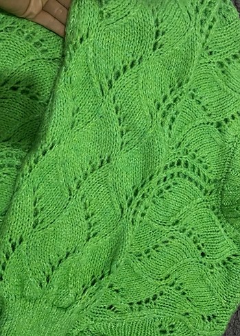 Yeşil Örgü Bohem Kadın Kazak - Görsel 4