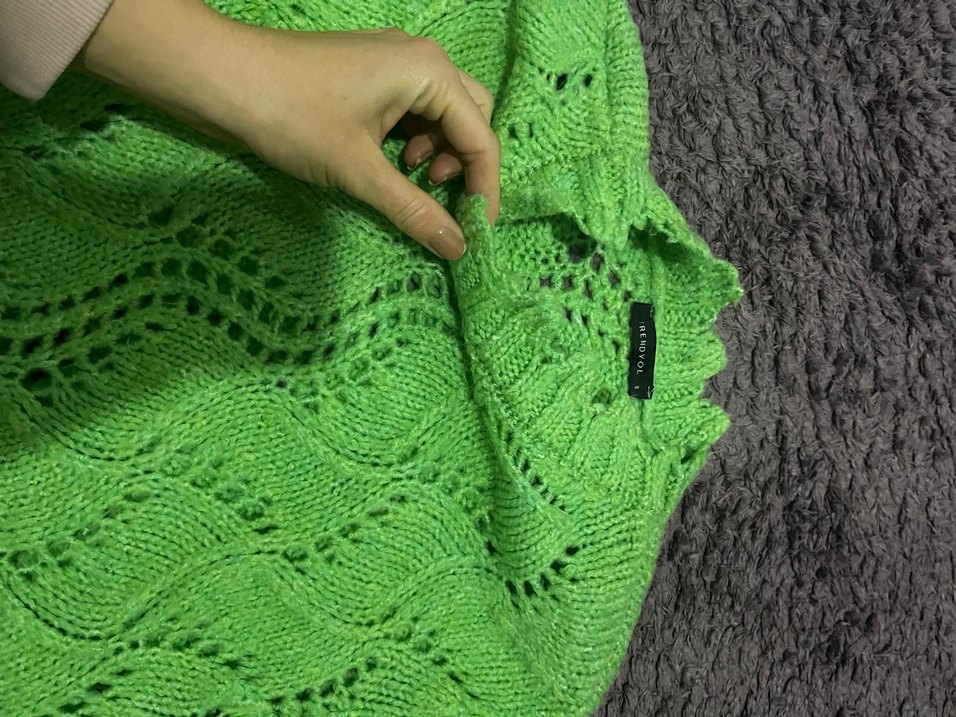 Yeşil Örgü Bohem Kadın Kazak - Görsel 2