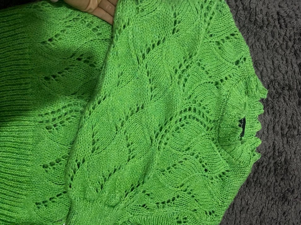 Yeşil Örgü Bohem Kadın Kazak - Görsel 4